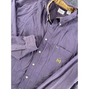 Bugle Boy Co Purple Button Down Shirt XL Crest Logo Cotton 90s